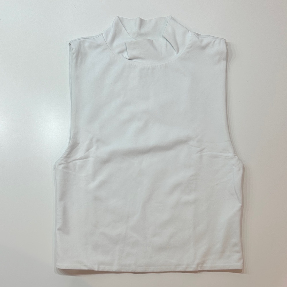 Babaton Ivory Sleeveless Mock Neck Tee